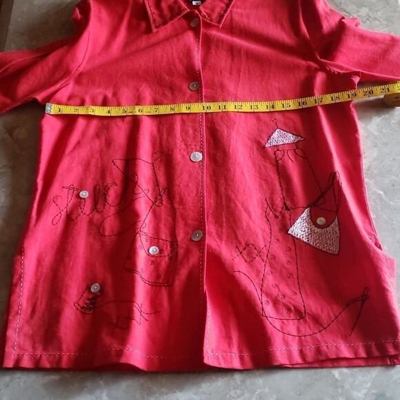 Vintage Ali Miles Stitched Embroidered Fashion Scene Long Sleeve Button Down - Picture 12 of 12